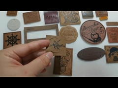 Embossed Brown Jean Leather Patch Black Logo Label For Clothes