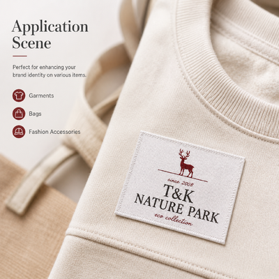 Custom Heat Transfer Woven Labels with Premium Logo Design for Clothing Brands Apparel Garments Sportswear Sustainable Fashion and High-End Brand Identification