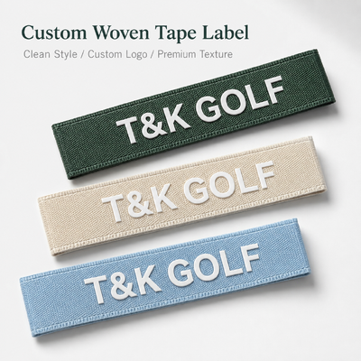 Custom Woven Tape Labels for Golf Apparel Hats Bags and Premium Brand Identification