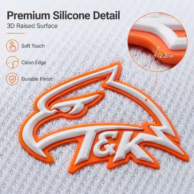 Custom Colors Including Pantone Gold Silver and Glow in the Dark Washable 3D Silicone Heat Transfer Labels for Clothing