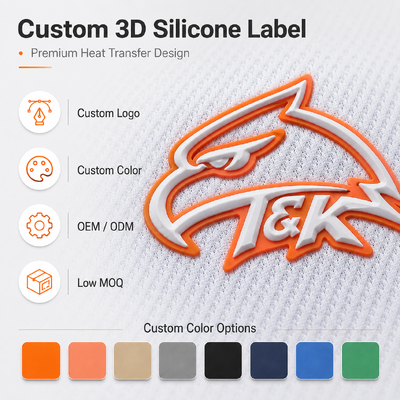 Custom Colors Including Pantone Gold Silver and Glow in the Dark Washable 3D Silicone Heat Transfer Labels for Clothing