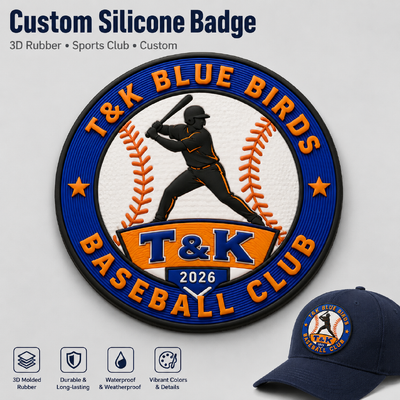 Baseball Club Cap Badge Custom 3D Silicone Emblem - Molded Rubber Team Logo Waterproof Durable OEM ODM Factory Direct