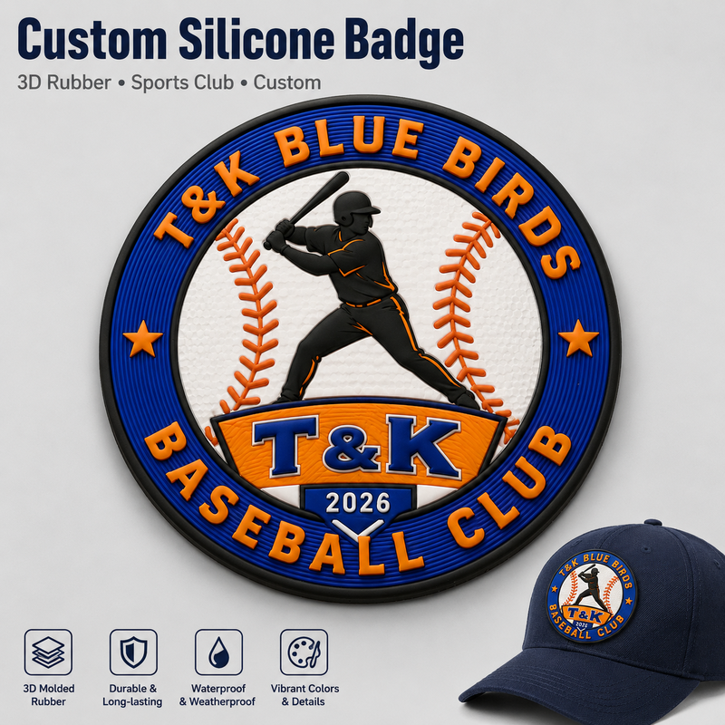 Baseball Club Cap Badge Custom 3D Silicone Emblem - Molded Rubber Team Logo Waterproof Durable OEM ODM Factory Direct